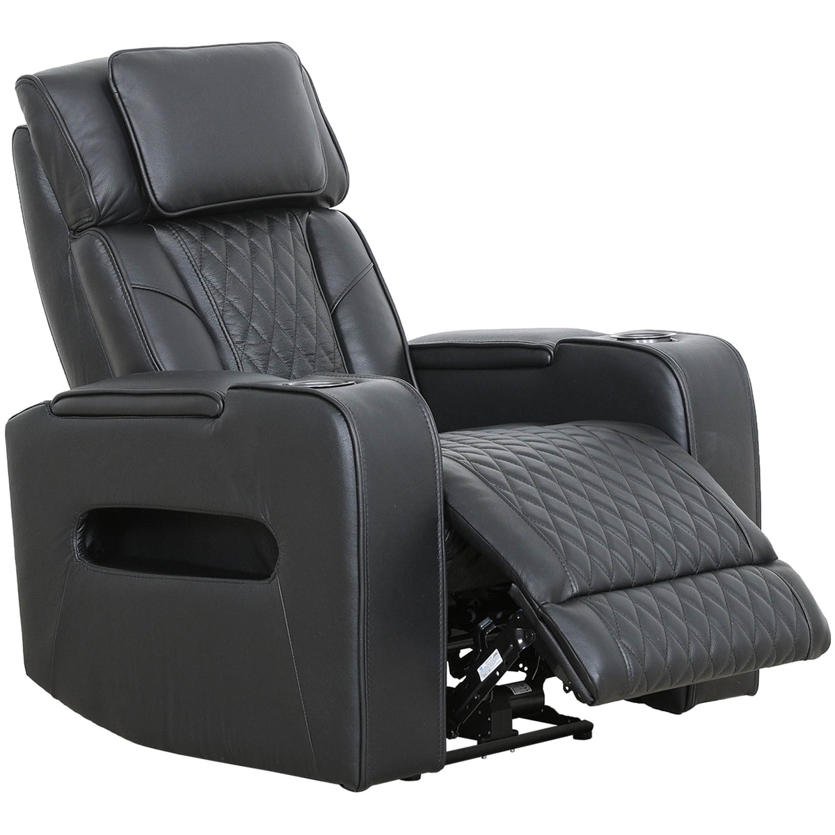 Levoluxe Chair Black Colton 37" Leather Match Power Reclining Chair with Power Headrest, Cupholders and Storage - Available in 2 Colours
