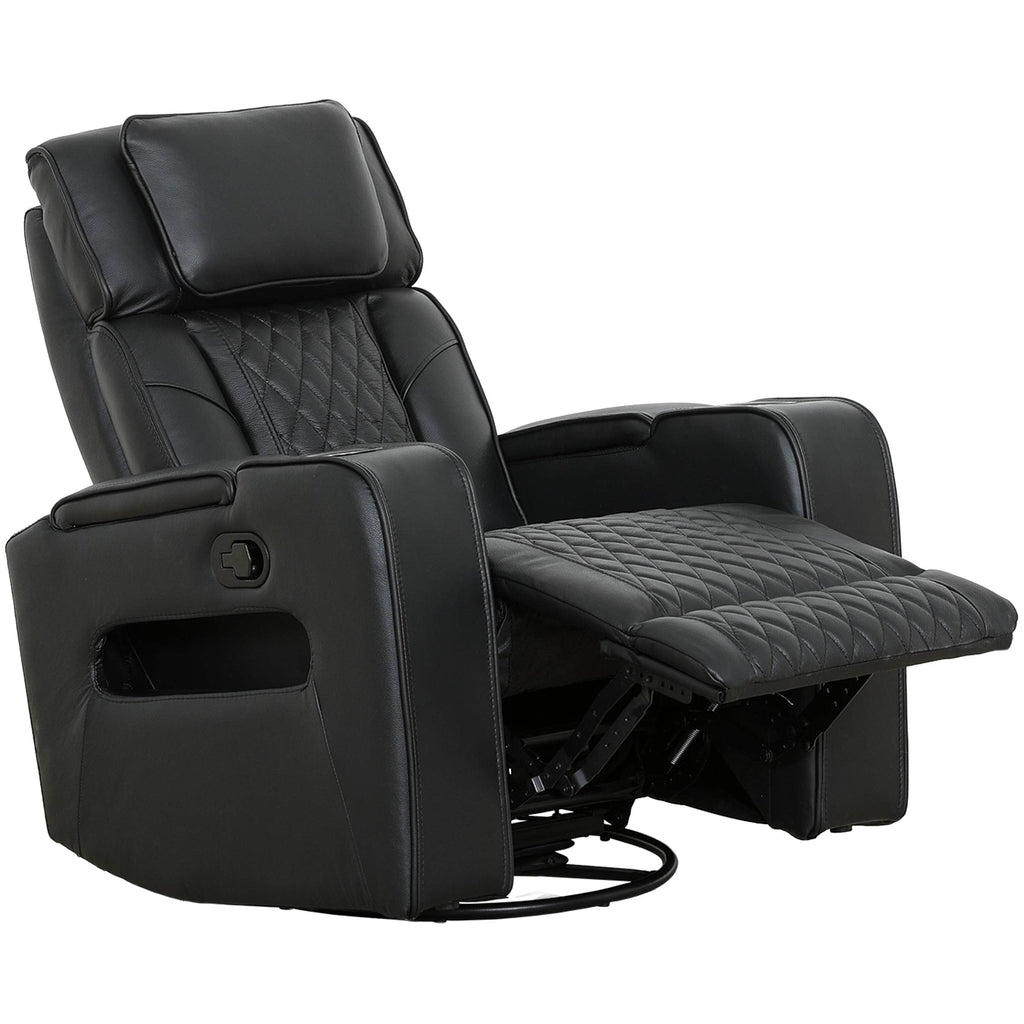 Levoluxe Chair Black Colton 37" Leather Match Swivel Glider Reclining Chair - Available in 2 Colours