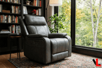 Levoluxe Chair Brindle 36.5" Power Reclining Chair in Charcoal Leather Match