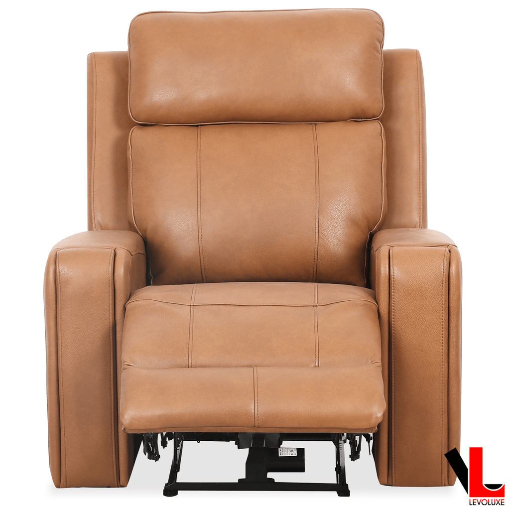 Cavron 37" Power Glider Reclining Chair with Power Headrest in Cognac Leather Match