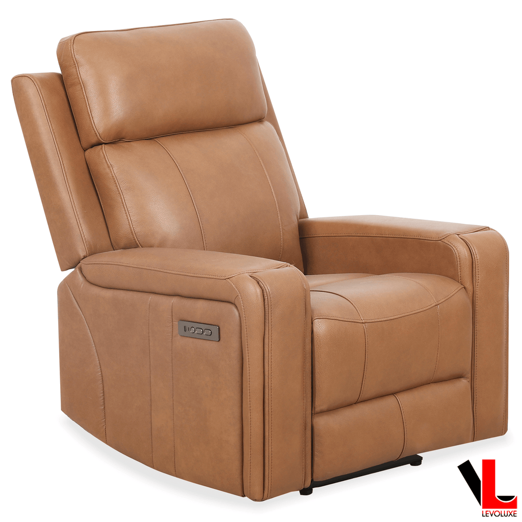 Cavron 37" Power Glider Reclining Chair with Power Headrest in Cognac Leather Match