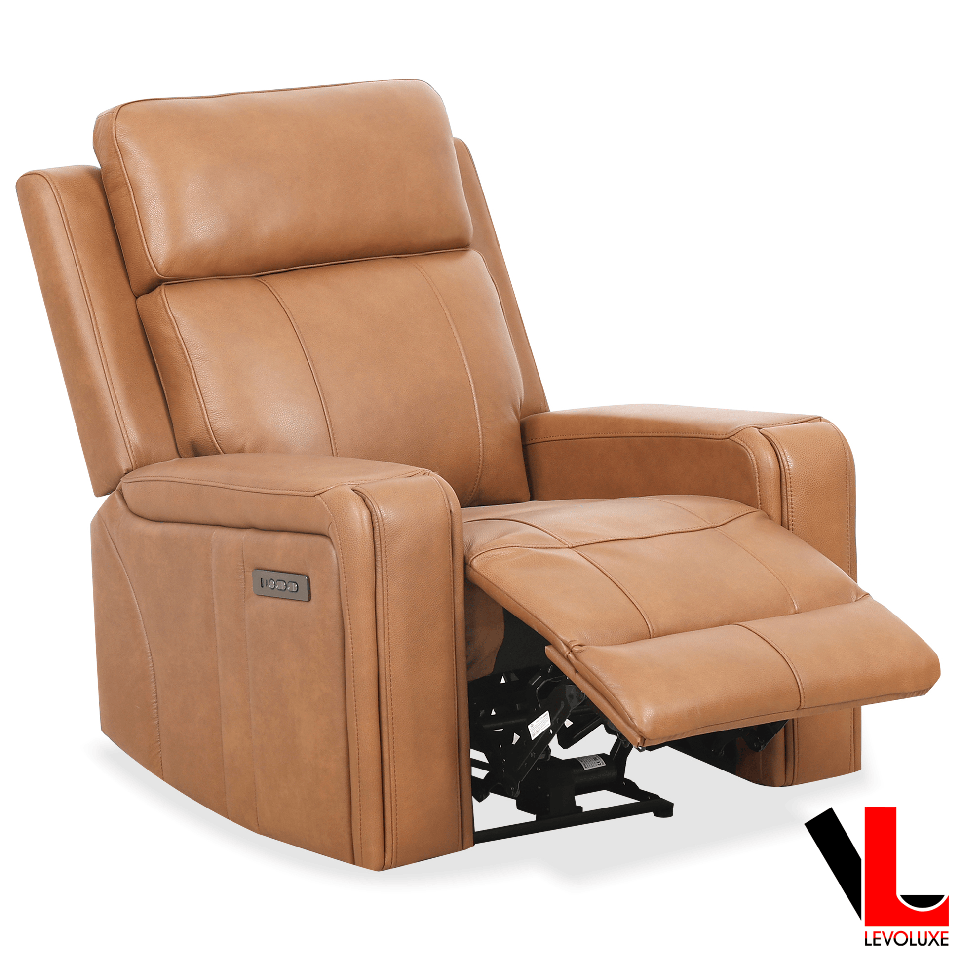 Cavron 37" Power Glider Reclining Chair with Power Headrest in Cognac Leather Match