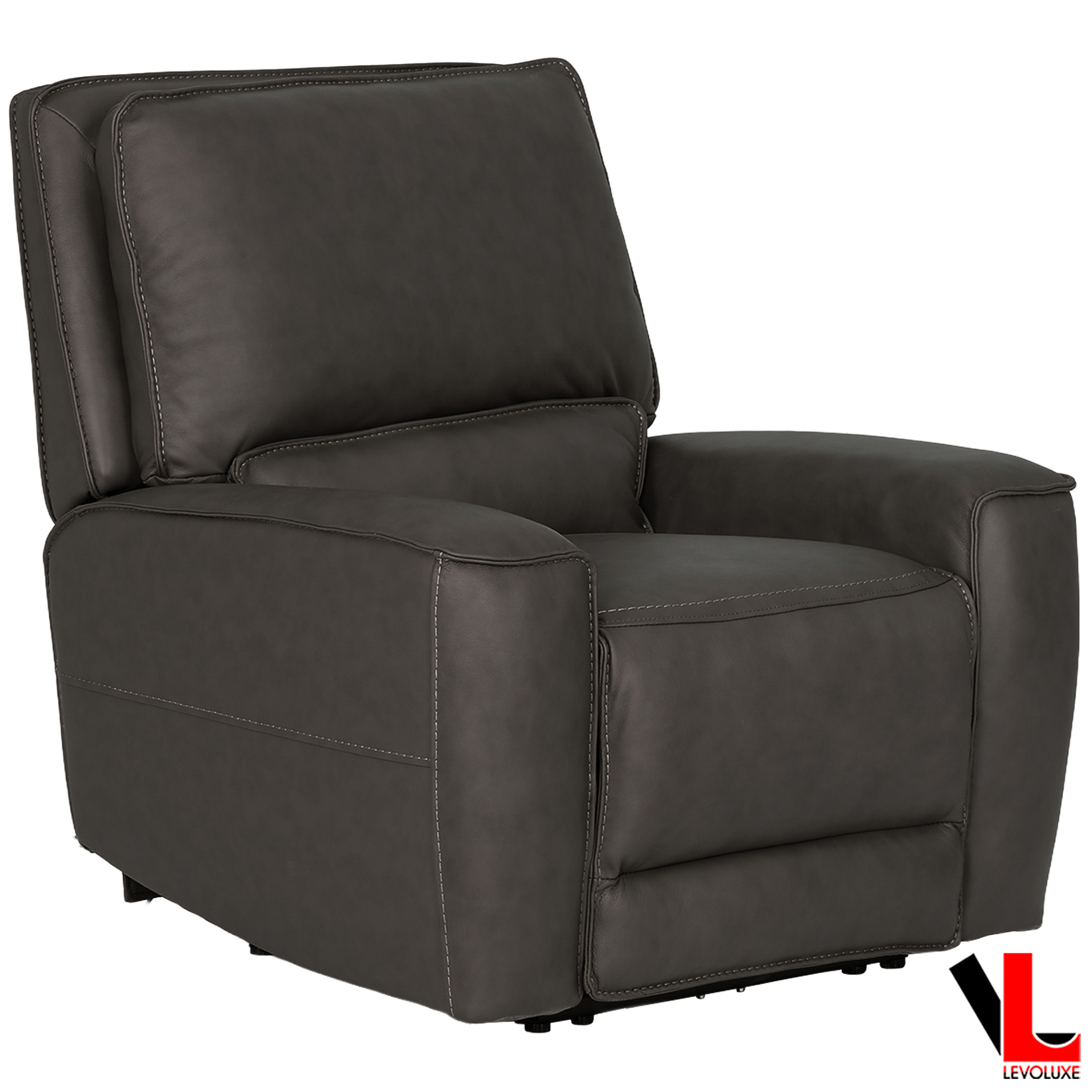 Levoluxe Chair Odessa 41.5" Power Reclining Chair with Power Headrest in Tex Grey Leather Match