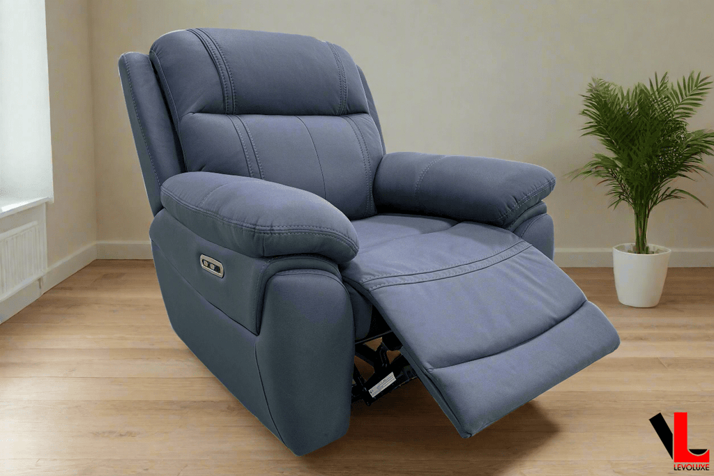 Regent 40.5" Jaxxon Blue Power Reclining Chair with Power Headrest