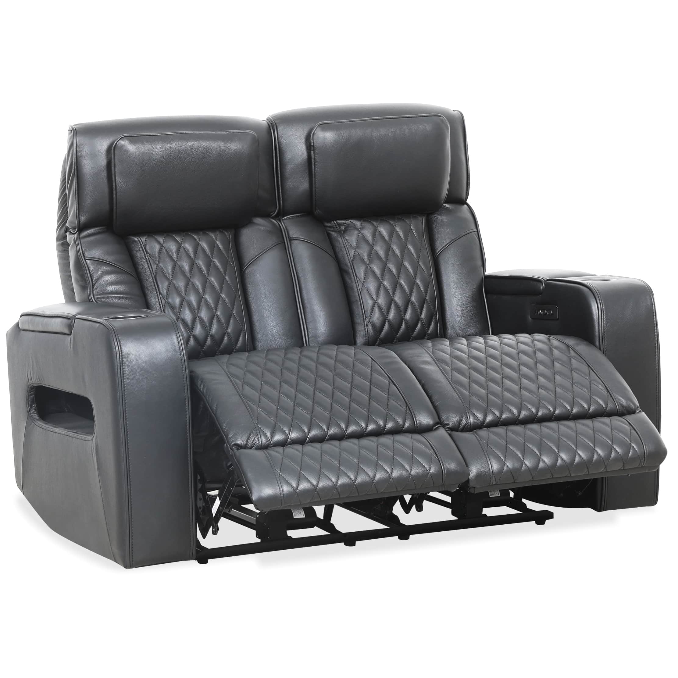 Levoluxe Colton 58" Leather Match Power Reclining 2 Seater Loveseat with Power Headrest, Cupholders and Storage, image 2