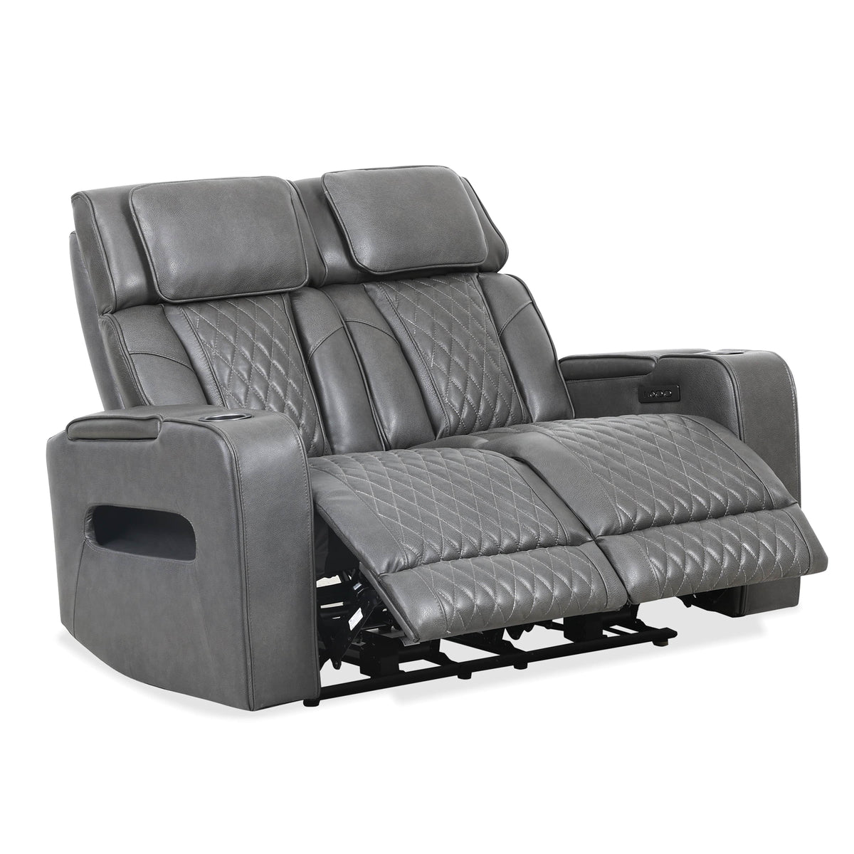 Levoluxe Colton 58" Leather Match Power Reclining 2 Seater Loveseat with Power Headrest, Cupholders and Storage, image 16