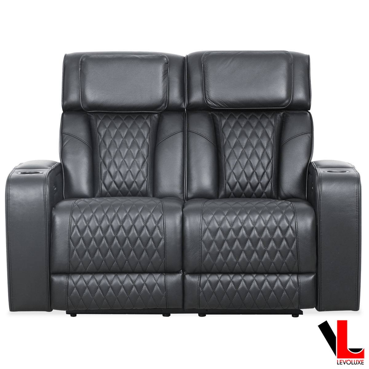 Levoluxe Colton 58" Leather Match Power Reclining 2 Seater Loveseat with Power Headrest, Cupholders and Storage, image 5