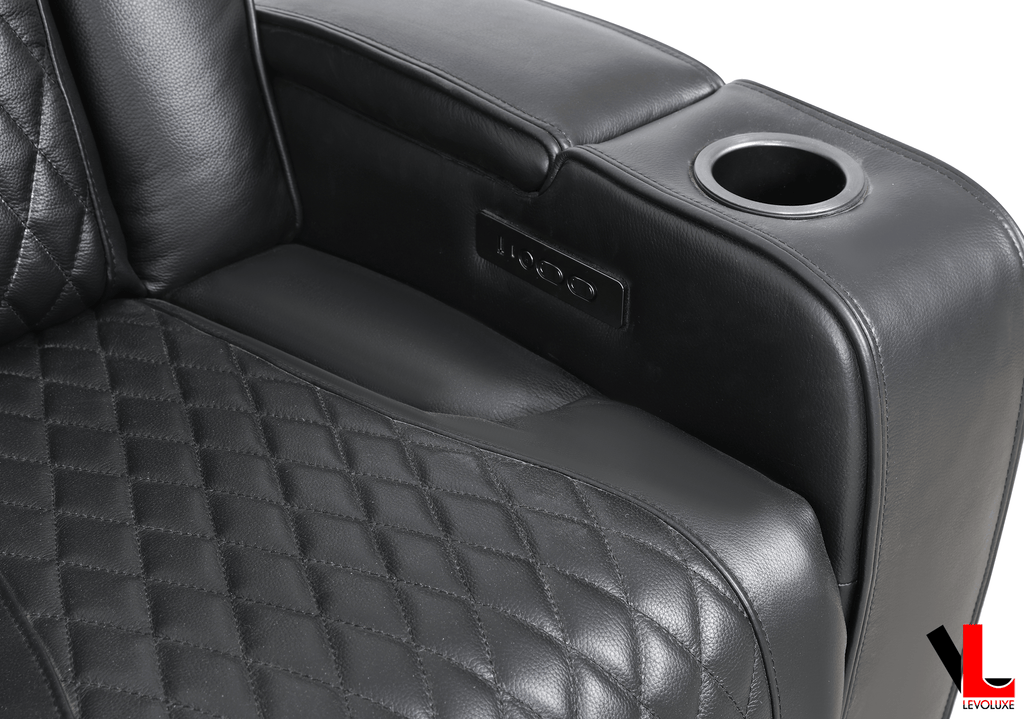 Levoluxe Colton 58" Leather Match Power Reclining 2 Seater Loveseat with Power Headrest, Cupholders and Storage, image 11