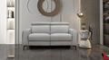 Lennox 67" Power Reclining Loveseat with Adjustable Headrest in Light Grey Leather Match