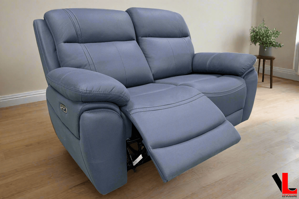 Regent 62" Jaxxon Blue Power Reclining 2 Seater Loveseat with Power Headrests