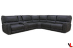 Atlas Corner Sectional Sofa with Console, 2 Power Recliners in Kori Piompo Faux Leather