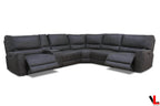 Atlas Corner Sectional Sofa with Console, 2 Power Recliners in Kori Piompo Faux Leather