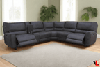 Atlas Corner Sectional Sofa with Console, 2 Power Recliners in Kori Piompo Faux Leather