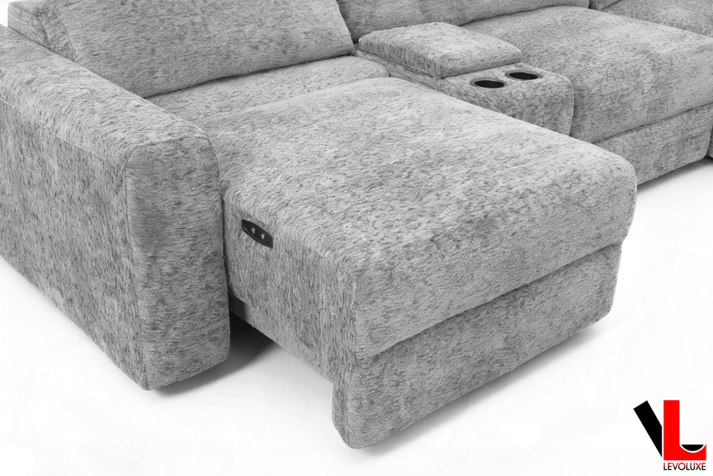 Levoluxe Infinity 150" Wide Large Modular L Shaped Sectional Sofa with Power Sliders and Storage in Soho Dark Grey, image 4