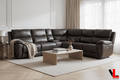 Knox 129" Wide Power Reclining Corner Sectional Sofa with Power Headrests and Storage Console in Espresso Leather Match
