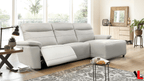 Novak 102" Wide Power Reclining Sectional Sofa in Light Grey Leather Match