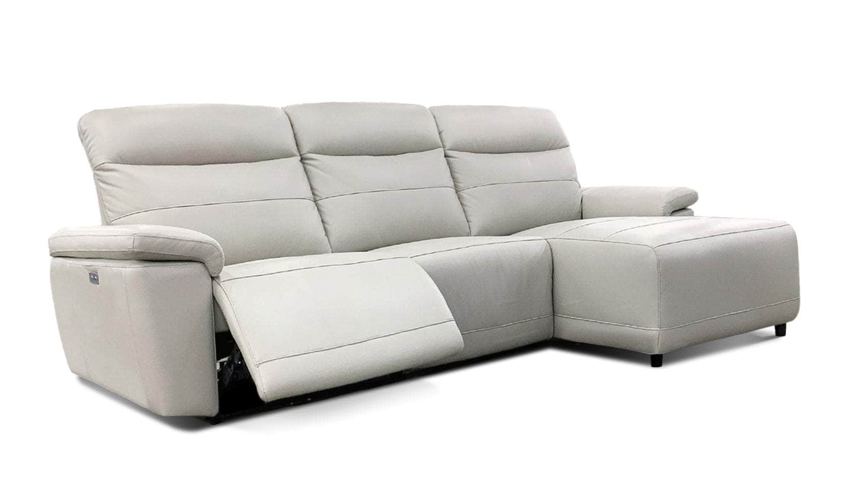 Novak 102" Wide Power Reclining Sectional Sofa in Light Grey Leather Match