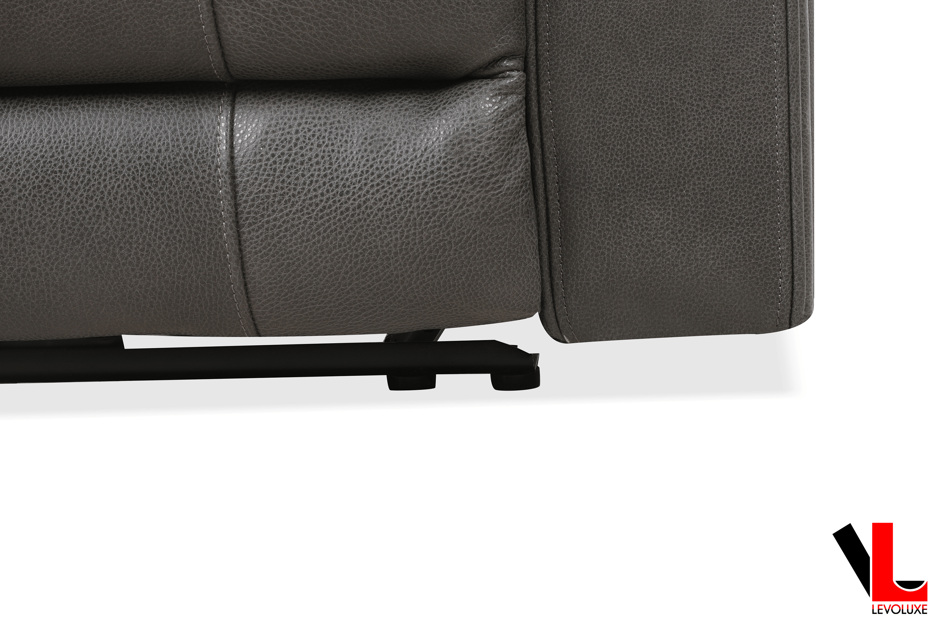 Levoluxe Sofa Brindle 83.5" Power Reclining 3 Seater Sofa in Charcoal Leather Match