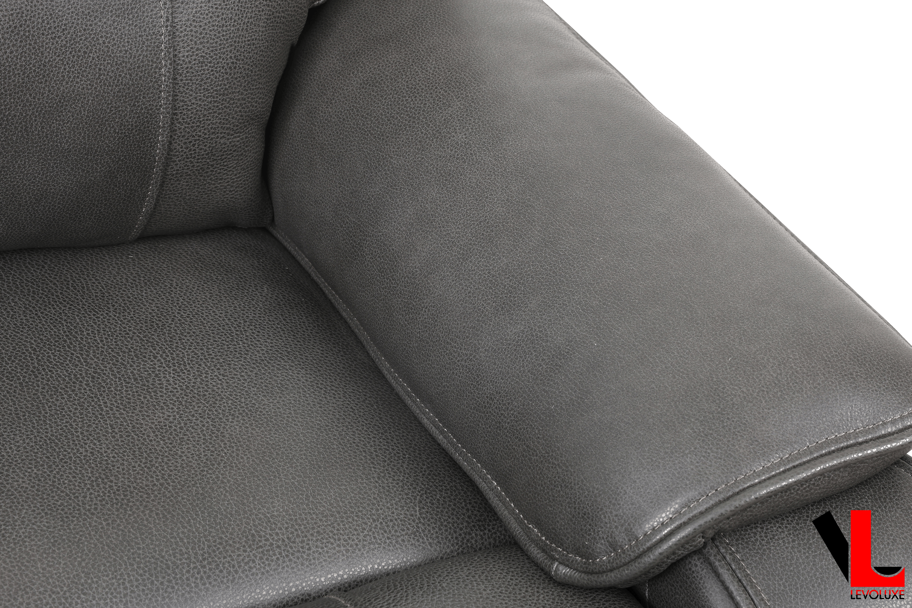 Levoluxe Sofa Brindle 83.5" Power Reclining 3 Seater Sofa in Charcoal Leather Match