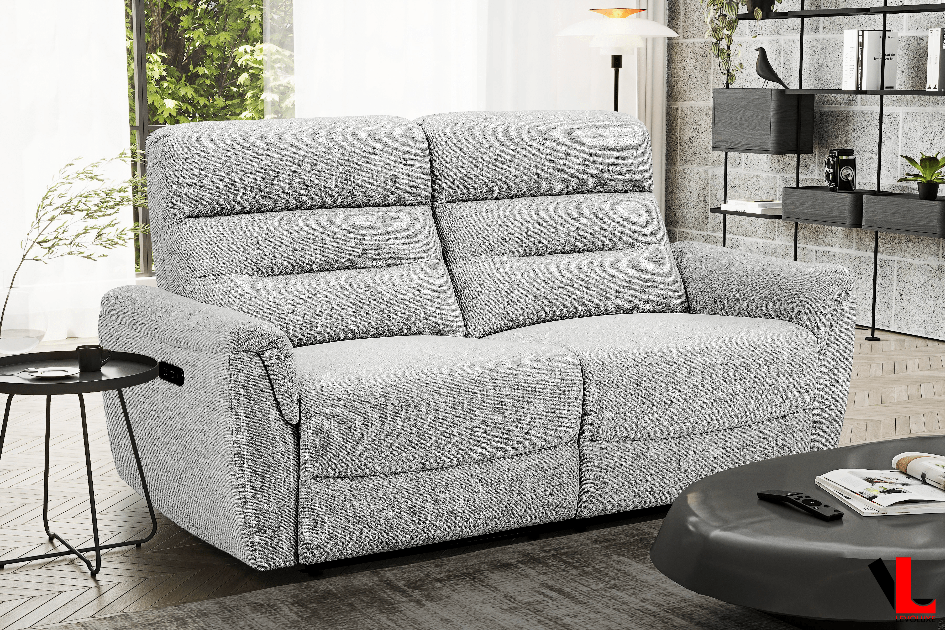 Cain 76" Power Reclining Sofa in Weave Fabric - Available in 2 Colours