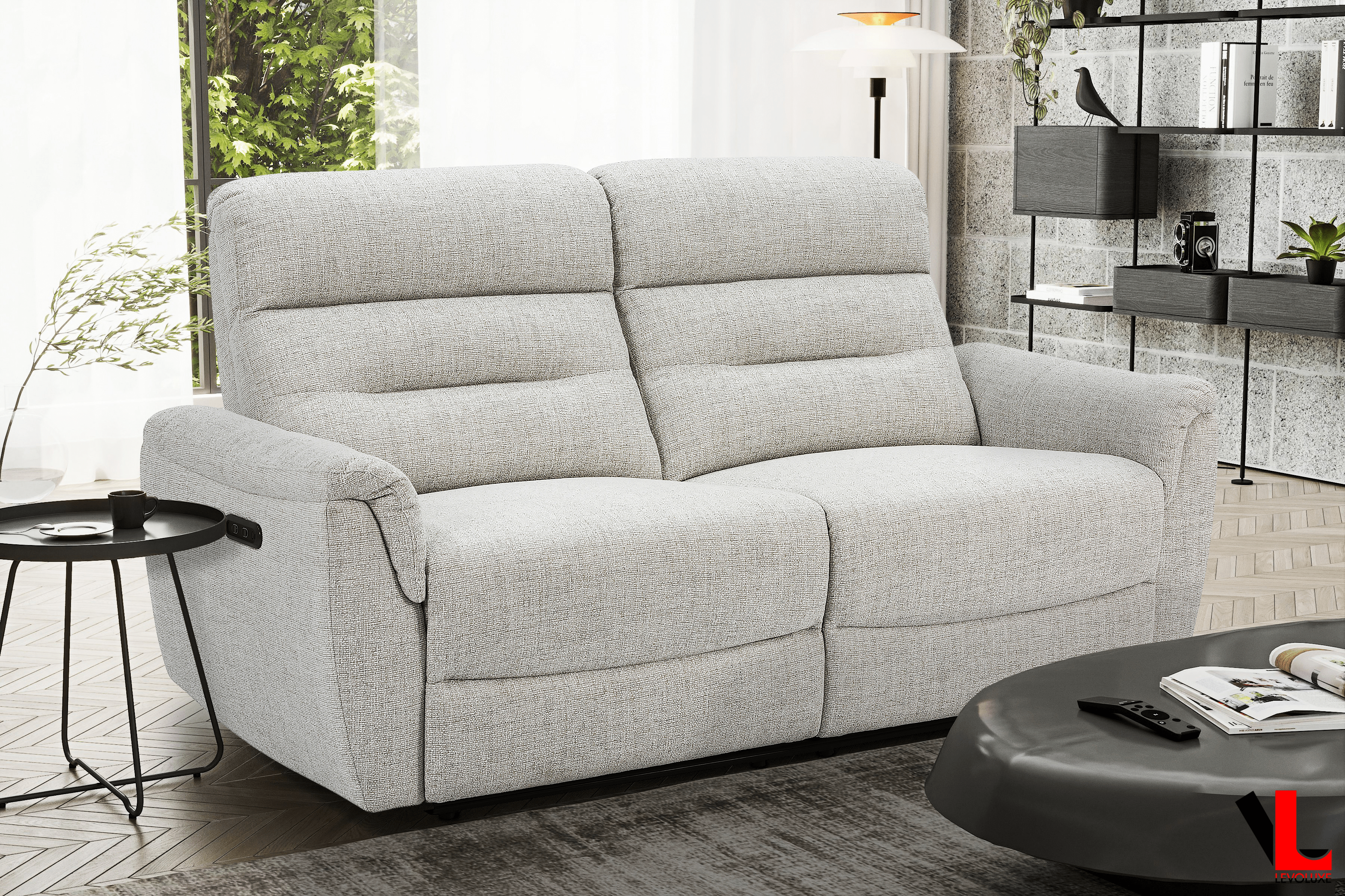 Cain 76" Power Reclining Sofa in Weave Fabric - Available in 2 Colours