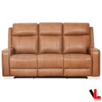 Cavron 78" Power Reclining 3 Seater Sofa with Power Headrests in Cognac Leather Match