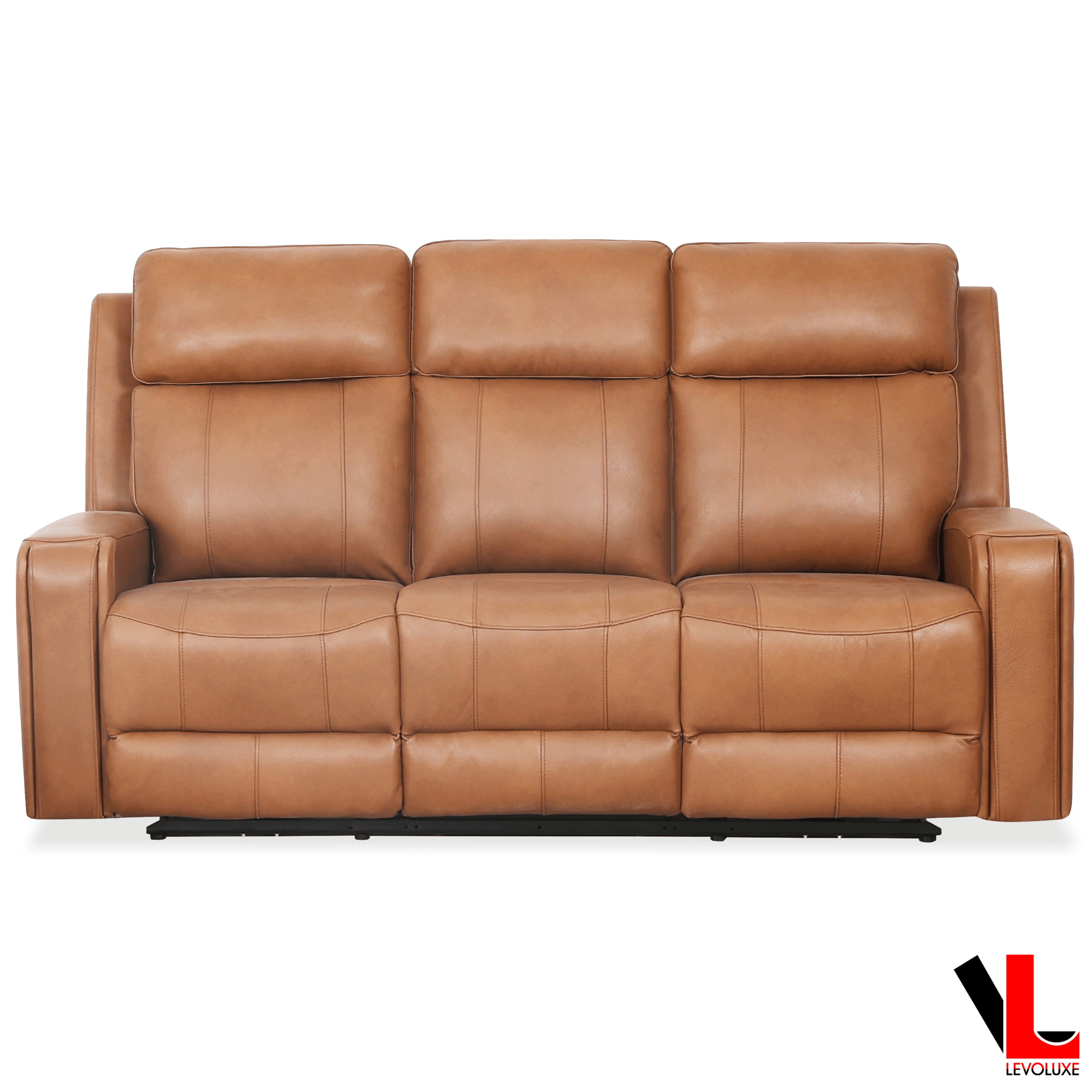 Cavron 78" Power Reclining 3 Seater Sofa with Power Headrests in Cognac Leather Match