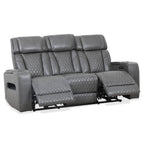 Levoluxe Colton 78" Leather Match Power Reclining 3 Seater Sofa with 2 Power Headrests, Cupholders, Storage and Drop Down Tray, image 15