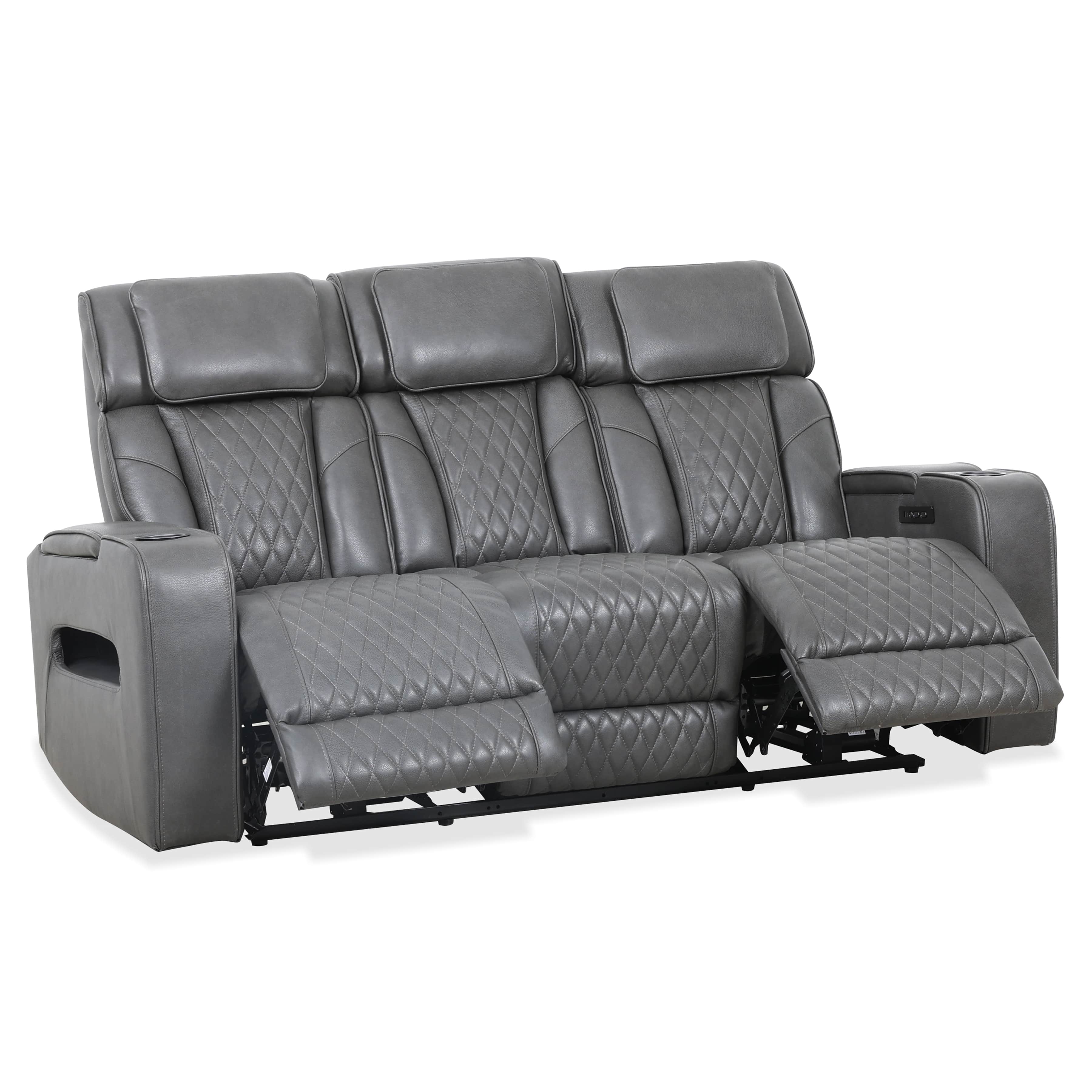 Levoluxe Colton 78" Leather Match Power Reclining 3 Seater Sofa with 2 Power Headrests, Cupholders, Storage and Drop Down Tray, image 15