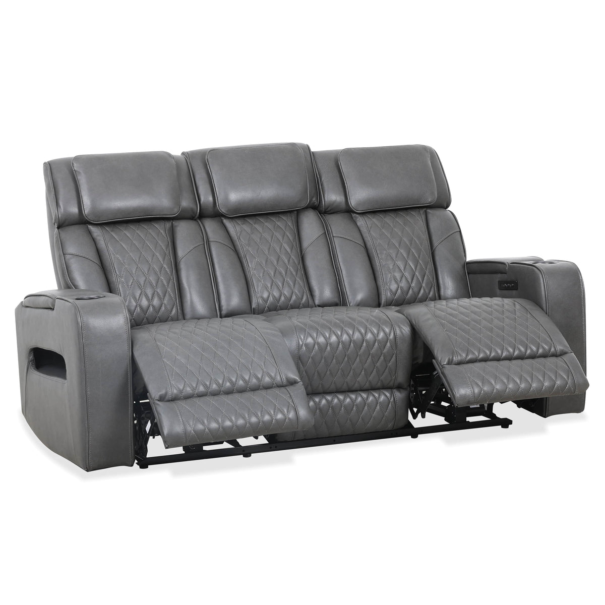 Levoluxe Colton 78" Leather Match Power Reclining 3 Seater Sofa with 2 Power Headrests, Cupholders, Storage and Drop Down Tray, image 15