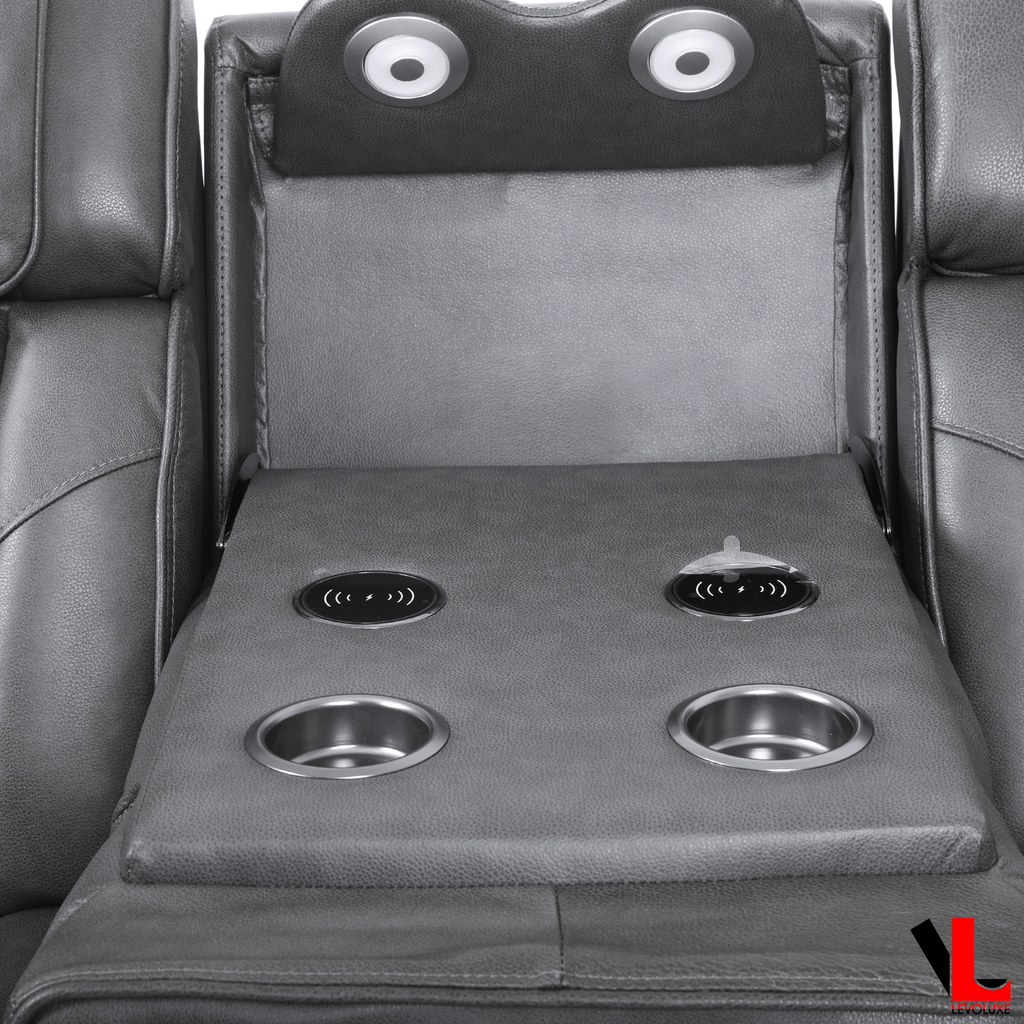 Levoluxe Colton 78" Leather Match Power Reclining 3 Seater Sofa with 2 Power Headrests, Cupholders, Storage and Drop Down Tray, image 20