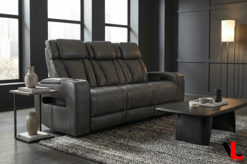 Levoluxe Colton 78" Leather Match Power Reclining 3 Seater Sofa with 2 Power Headrests, Cupholders, Storage and Drop Down Tray, image 16