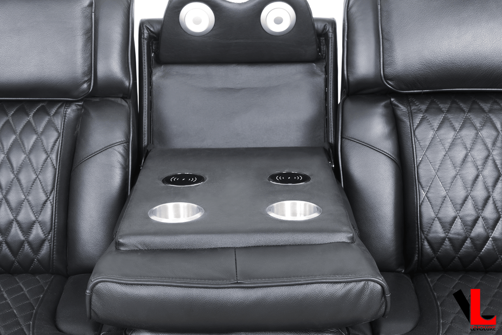 Levoluxe Colton 78" Leather Match Power Reclining 3 Seater Sofa with 2 Power Headrests, Cupholders, Storage and Drop Down Tray, image 6