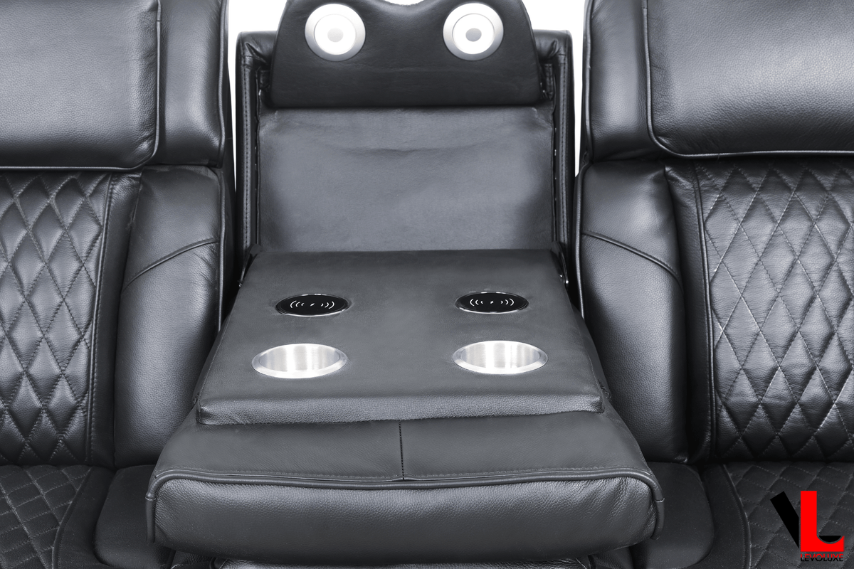 Levoluxe Colton 78" Leather Match Power Reclining 3 Seater Sofa with 2 Power Headrests, Cupholders, Storage and Drop Down Tray, image 6