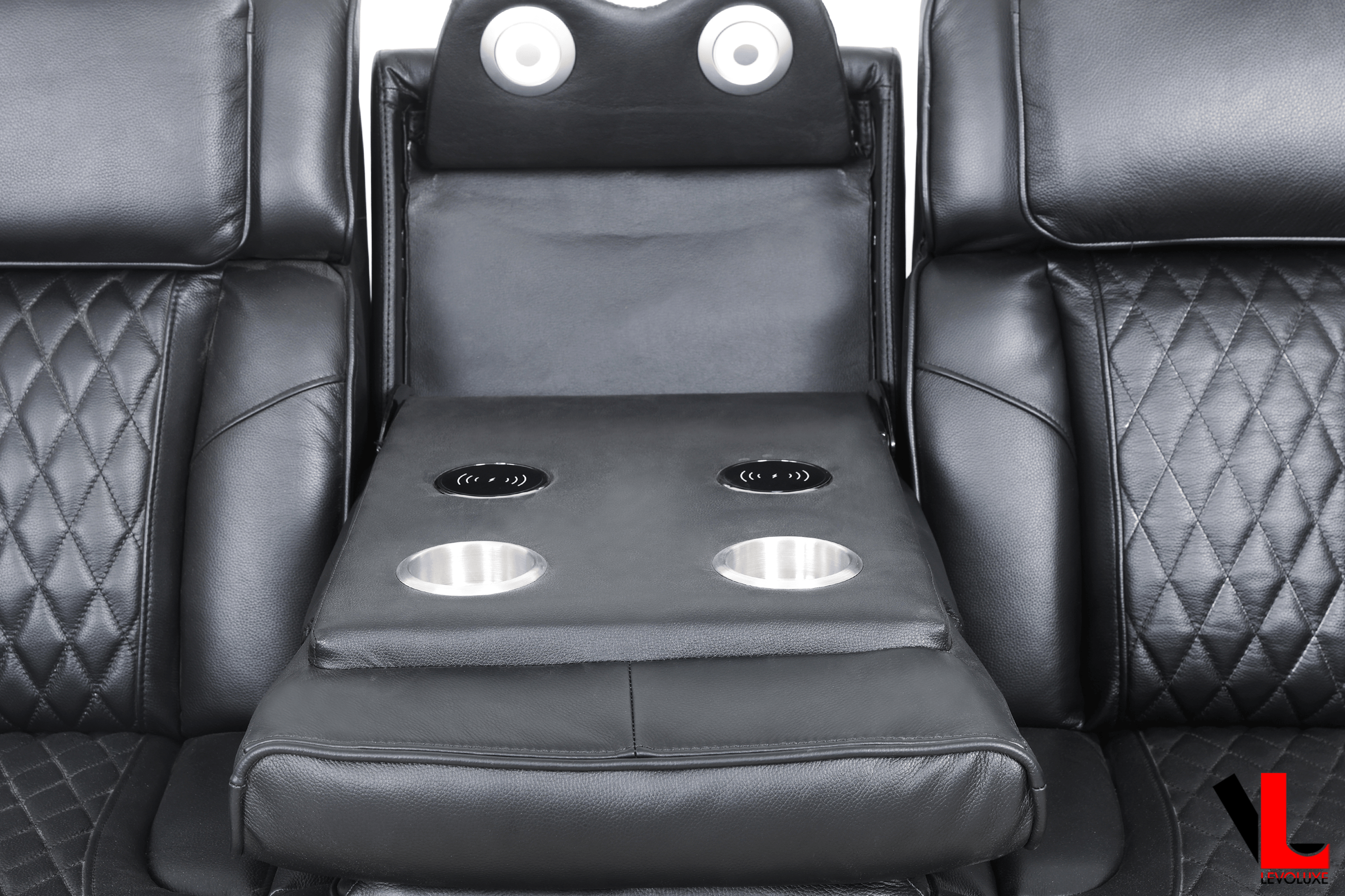 Levoluxe Sofa Colton 78" Power Reclining 3 Seater Sofa with 2 Power Headrests, Cupholders, Storage and Drop Down Tray in Black Leather Match