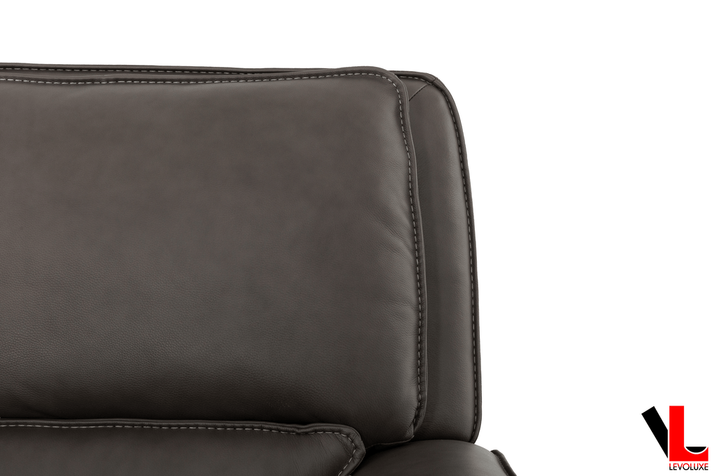 Levoluxe Sofa Odessa 92" Power Reclining 3 Seater Sofa with Power Headrests in Tex Grey Leather Match