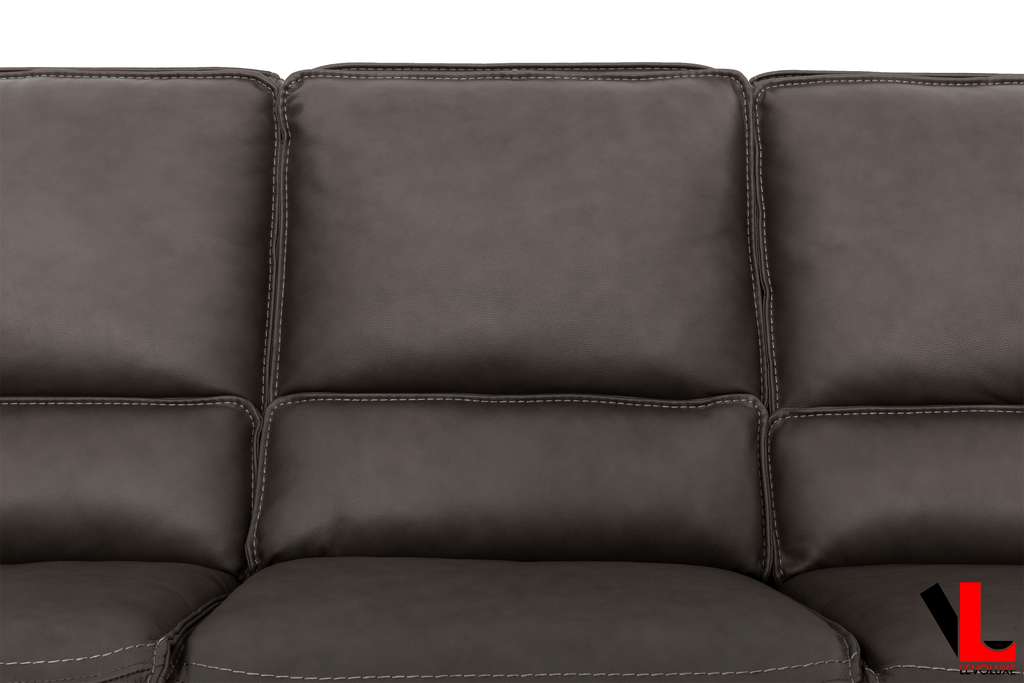 Levoluxe Sofa Odessa 92" Power Reclining 3 Seater Sofa with Power Headrests in Tex Grey Leather Match