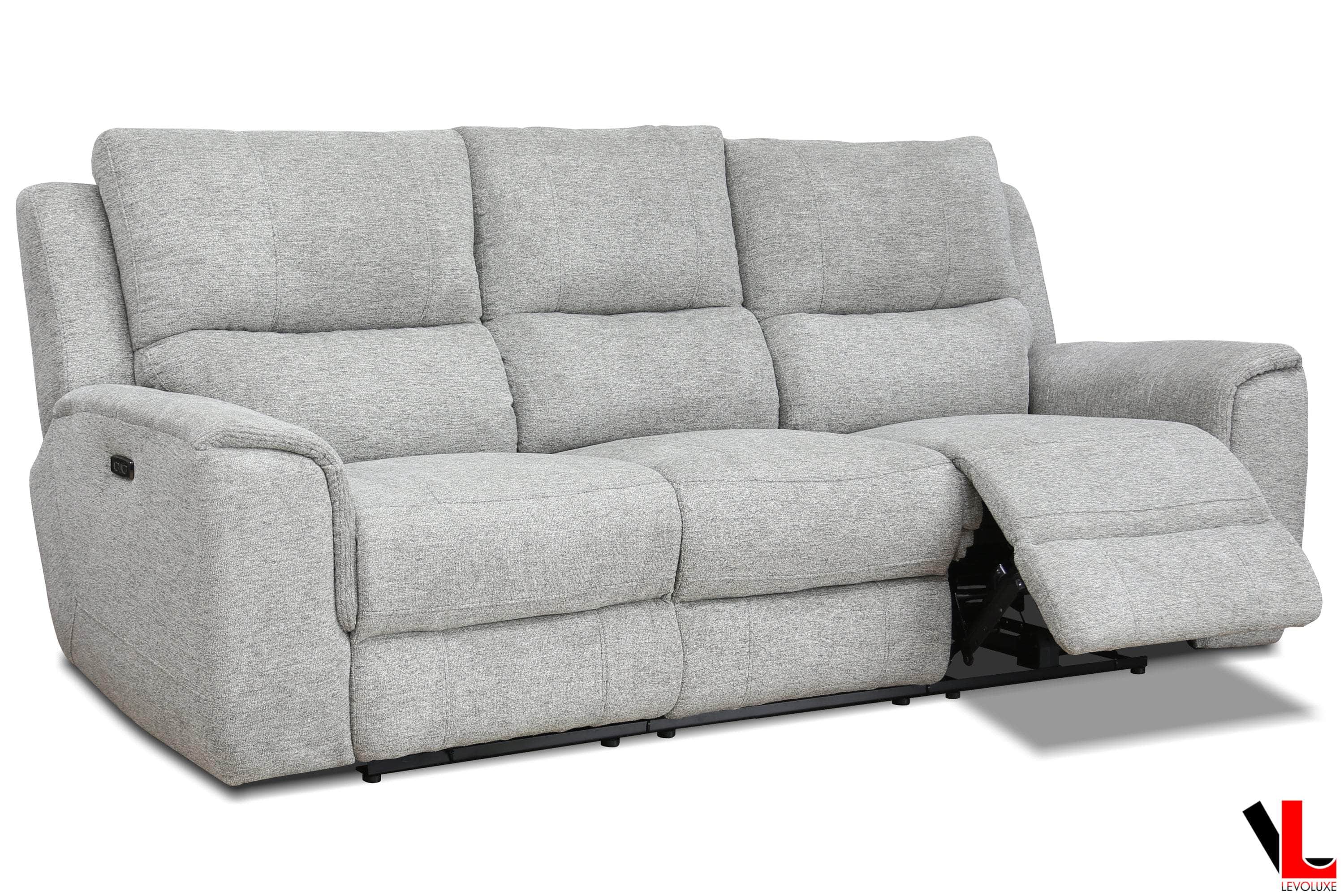 Sentinel 87.8" Power Reclining Sofa with Power Headrest in Tweed Ash Fabric