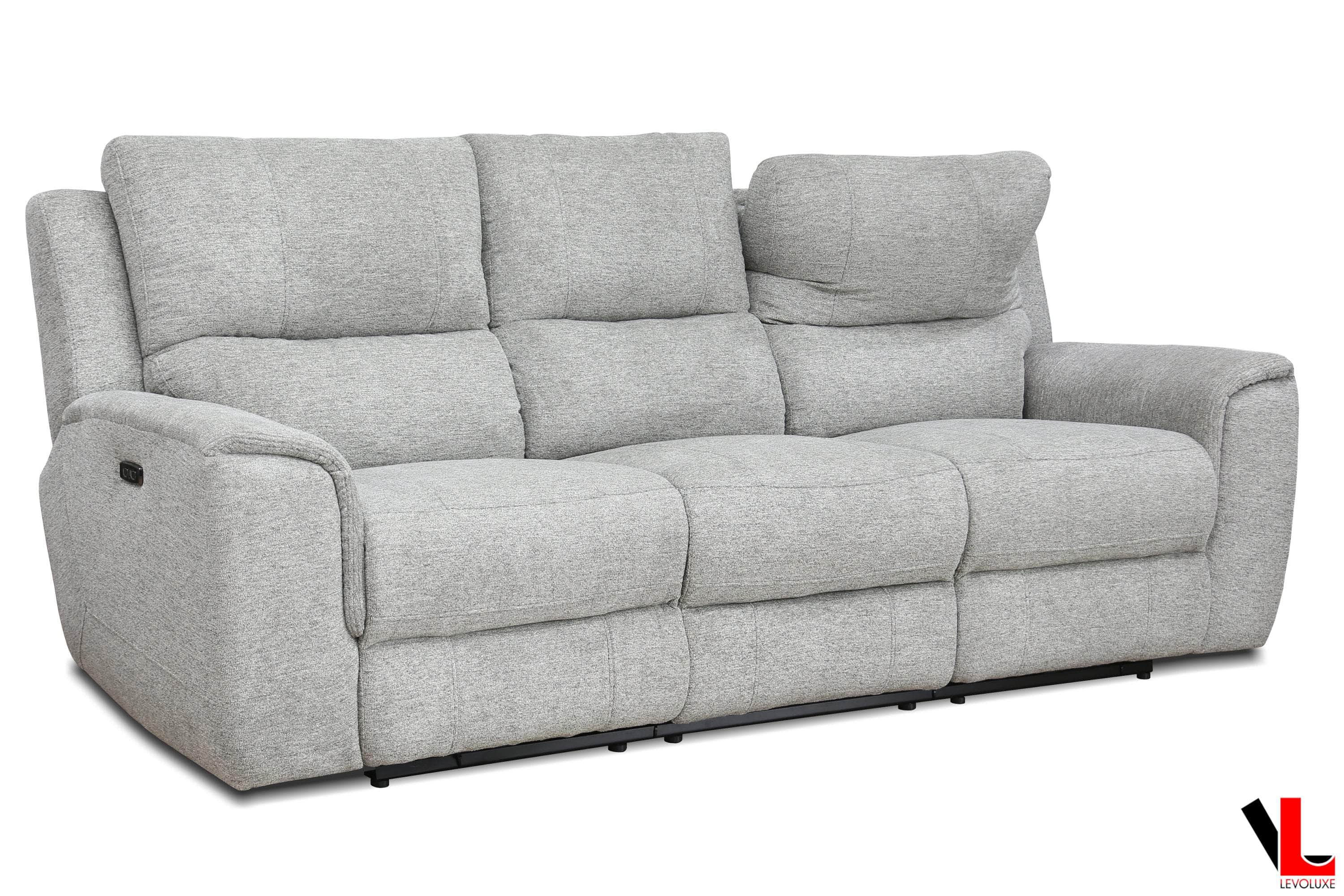 Sentinel 87.8" Power Reclining Sofa with Power Headrest in Tweed Ash Fabric
