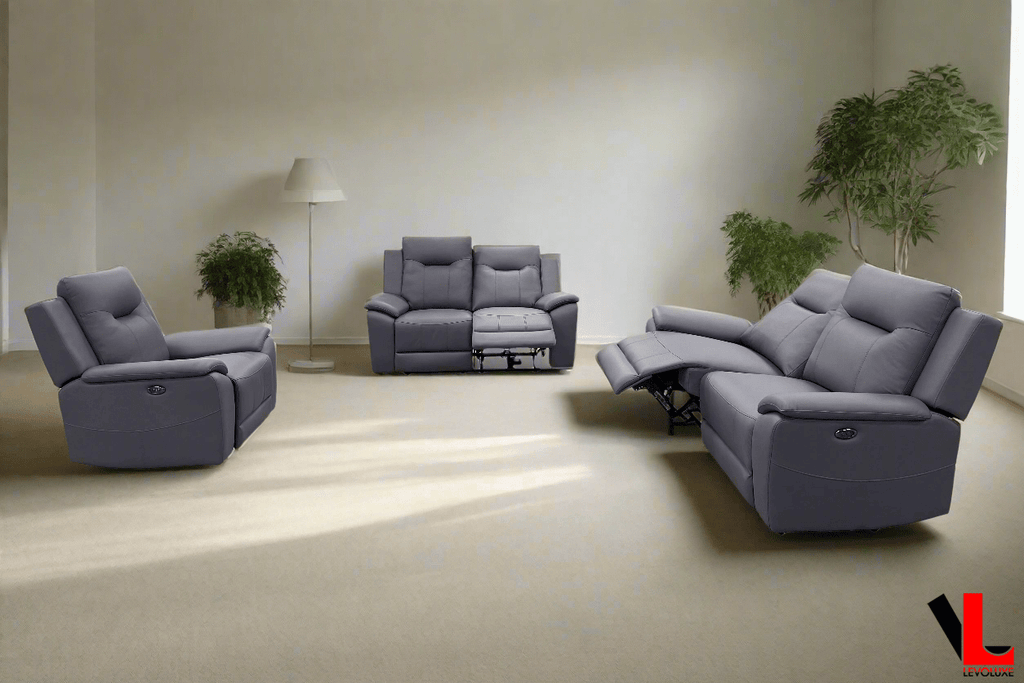 Avante 3 Piece Power Reclining Sofa, Loveseat and Chair in Jaxxon Steel