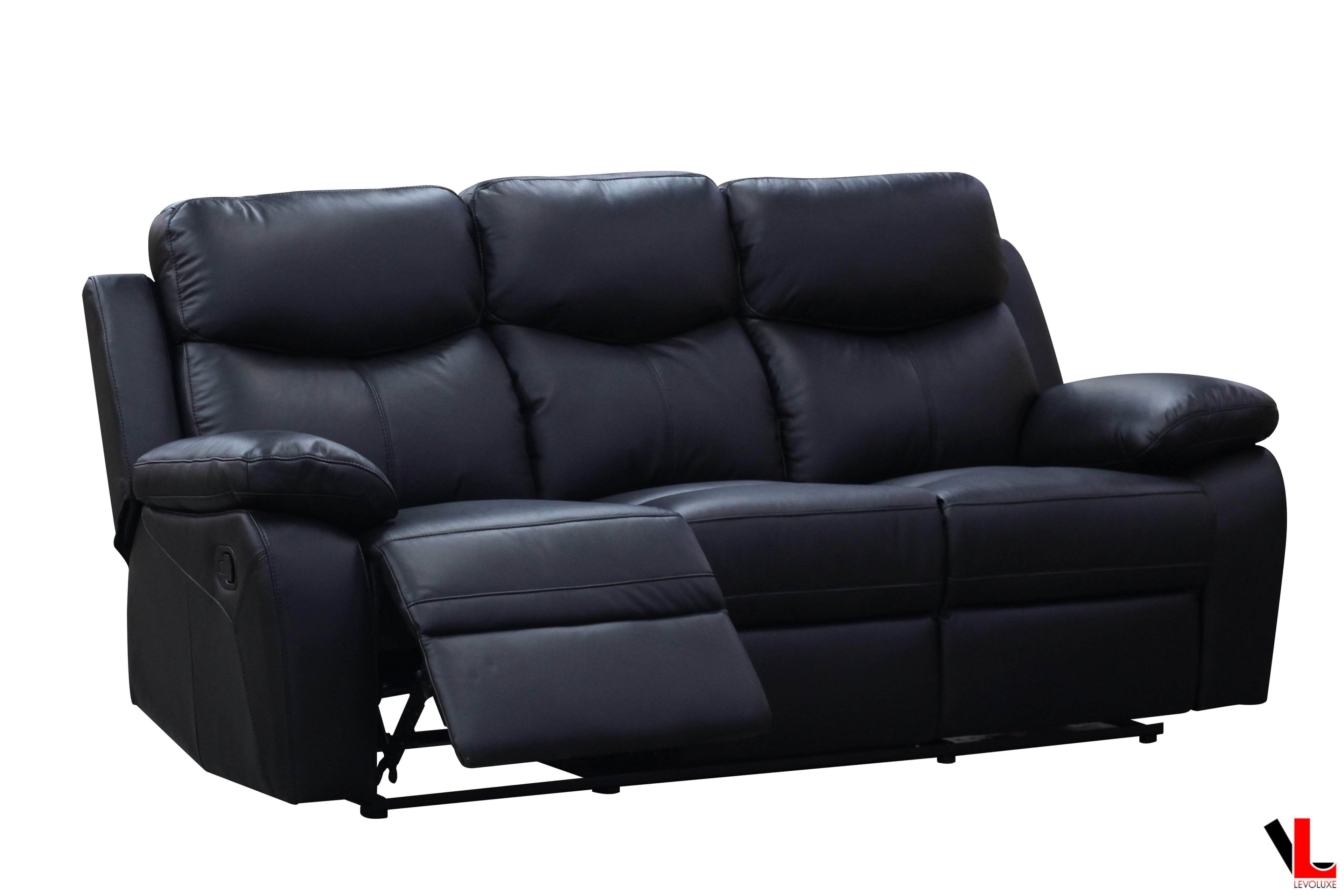 Aveon 3 Piece Pillow Top Arm Reclining Sofa, Loveseat and Chair Set in Leather Match - Available in 2 Colours
