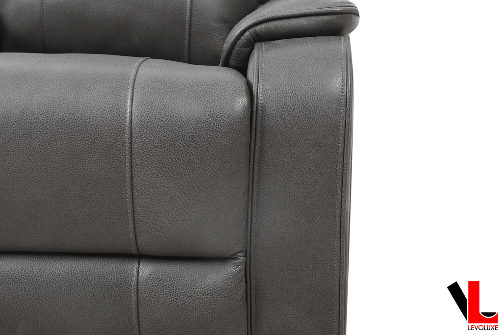 Levoluxe Sofa Set Brindle 2 Piece Power Reclining Sofa and Loveseat Set in Charcoal Leather Match