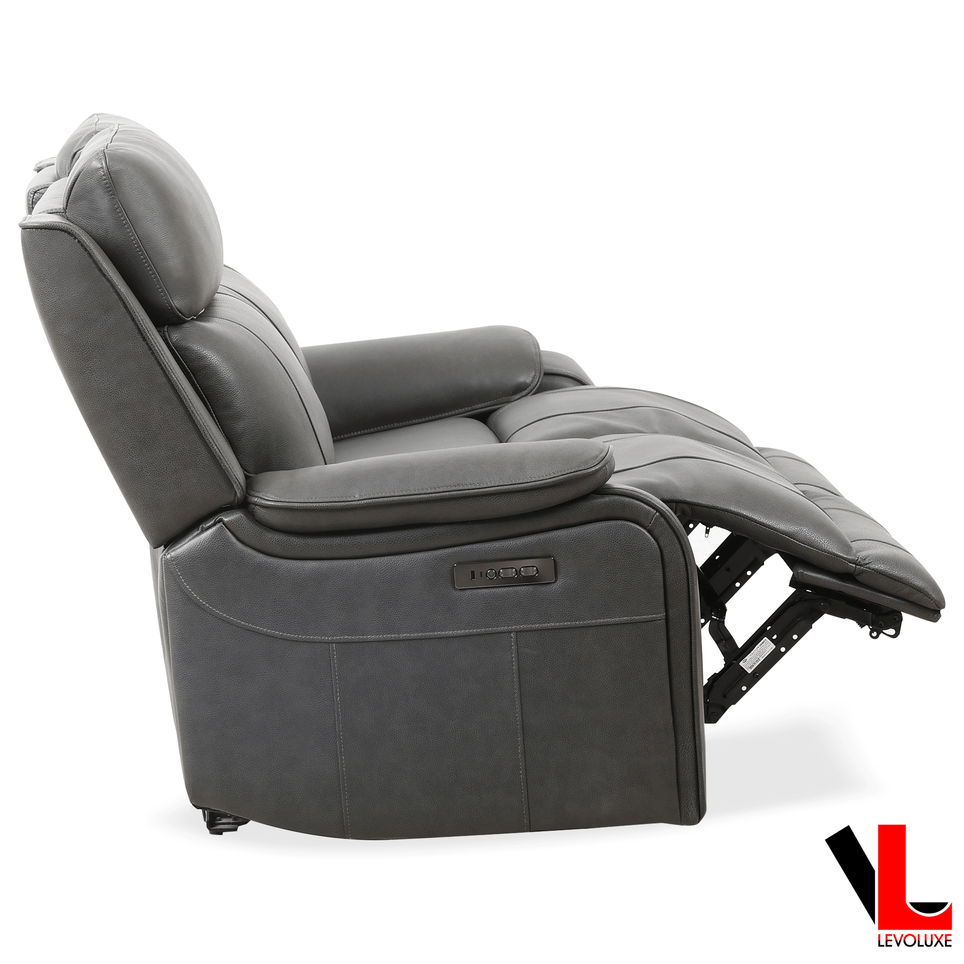 Levoluxe Sofa Set Brindle 2 Piece Power Reclining Sofa and Loveseat Set in Charcoal Leather Match
