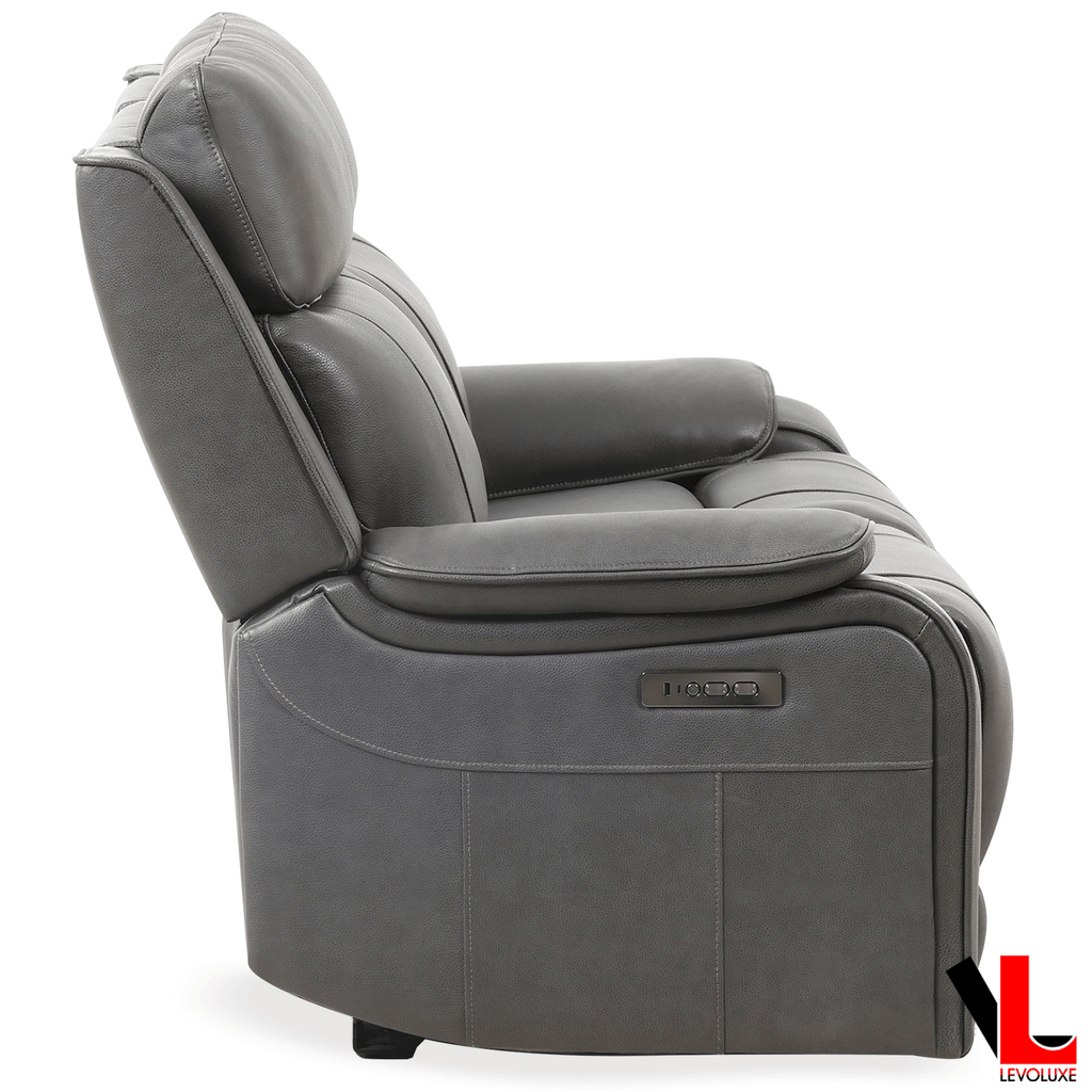 Levoluxe Sofa Set Brindle 2 Piece Power Reclining Sofa and Loveseat Set in Charcoal Leather Match
