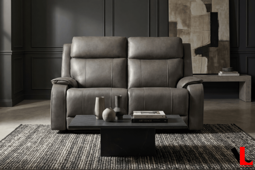 Levoluxe Sofa Set Brindle 2 Piece Power Reclining Sofa and Loveseat Set in Charcoal Leather Match