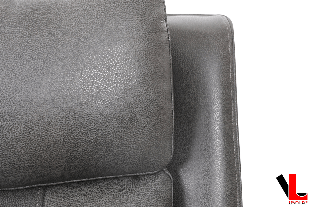 Levoluxe Sofa Set Brindle 3 Piece Power Reclining Sofa, Loveseat and Chair Set in Charcoal Leather Match