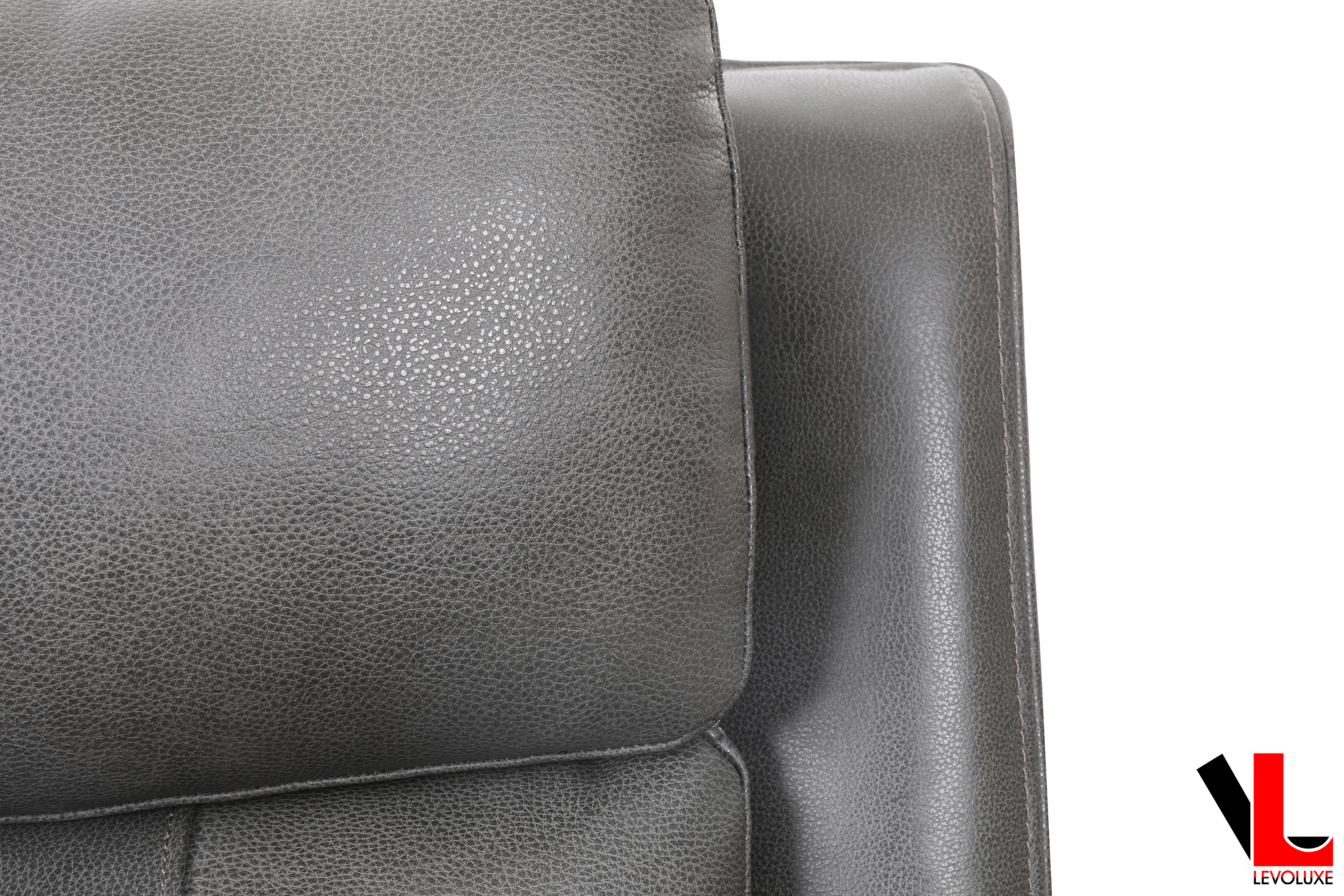 Levoluxe Sofa Set Brindle 3 Piece Power Reclining Sofa, Loveseat and Chair Set in Charcoal Leather Match