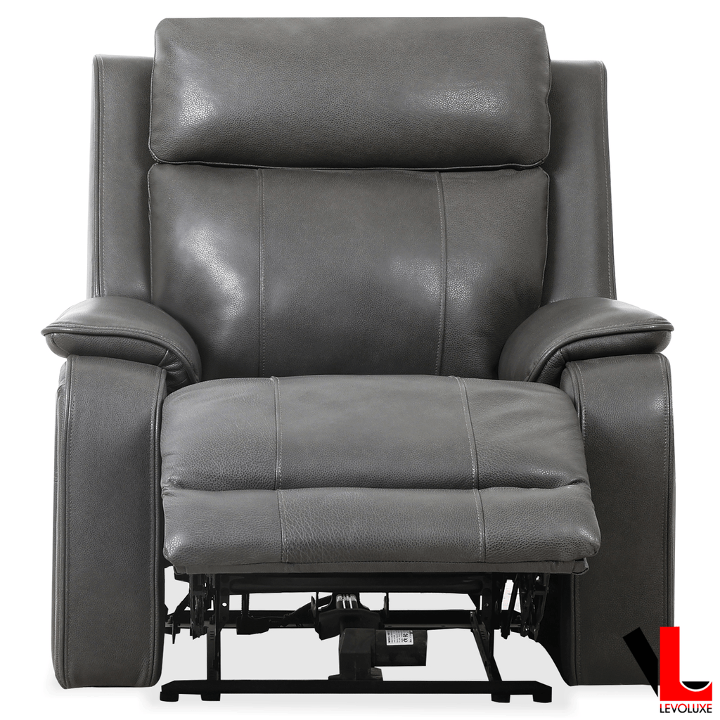 Levoluxe Sofa Set Brindle 3 Piece Power Reclining Sofa, Loveseat and Chair Set in Charcoal Leather Match