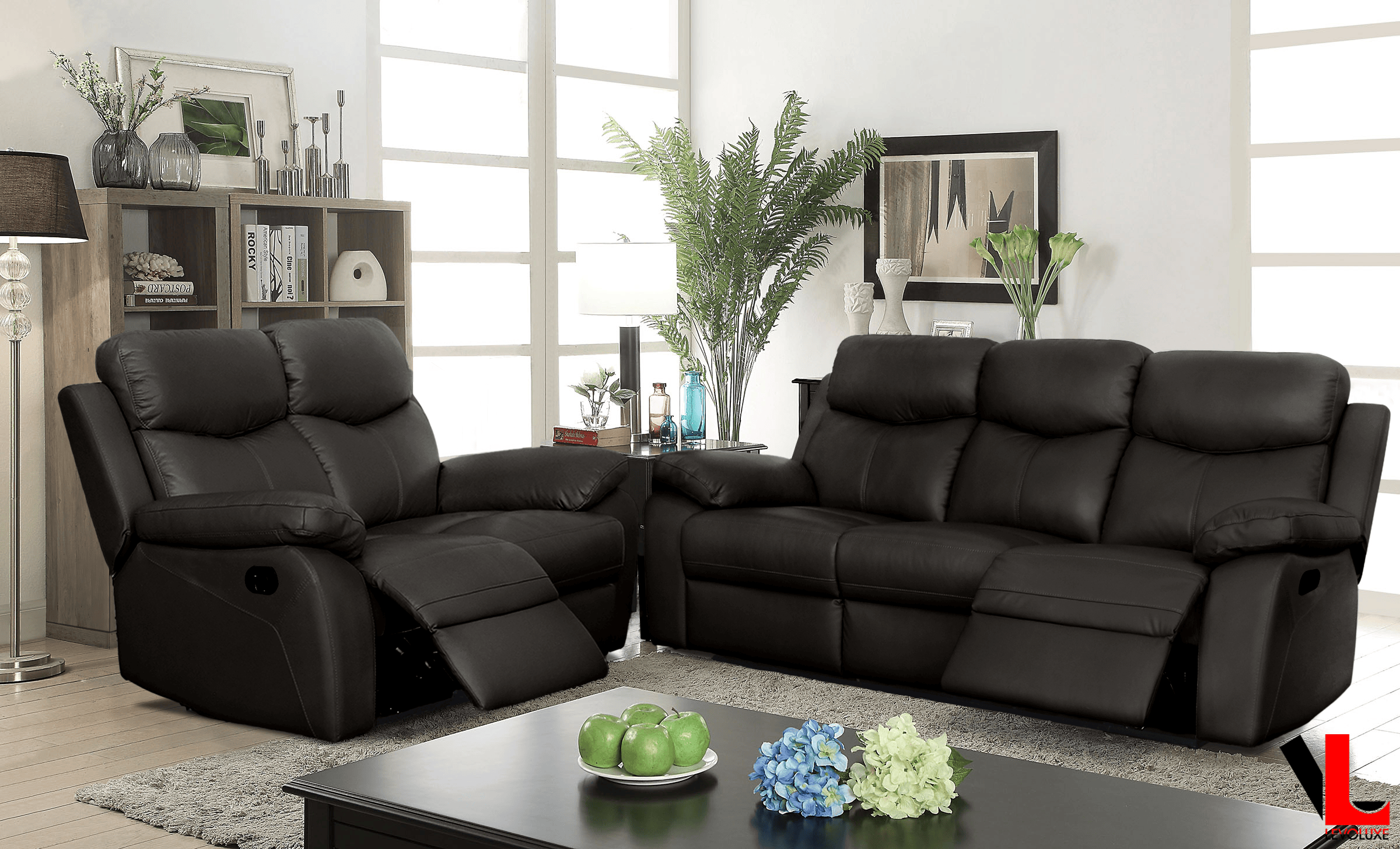 Levoluxe Sofa Set Brown Aveon 2 Piece Pillow Top Arm Reclining Sofa and Loveseat Set in Leather Match - Available in 3 Colours