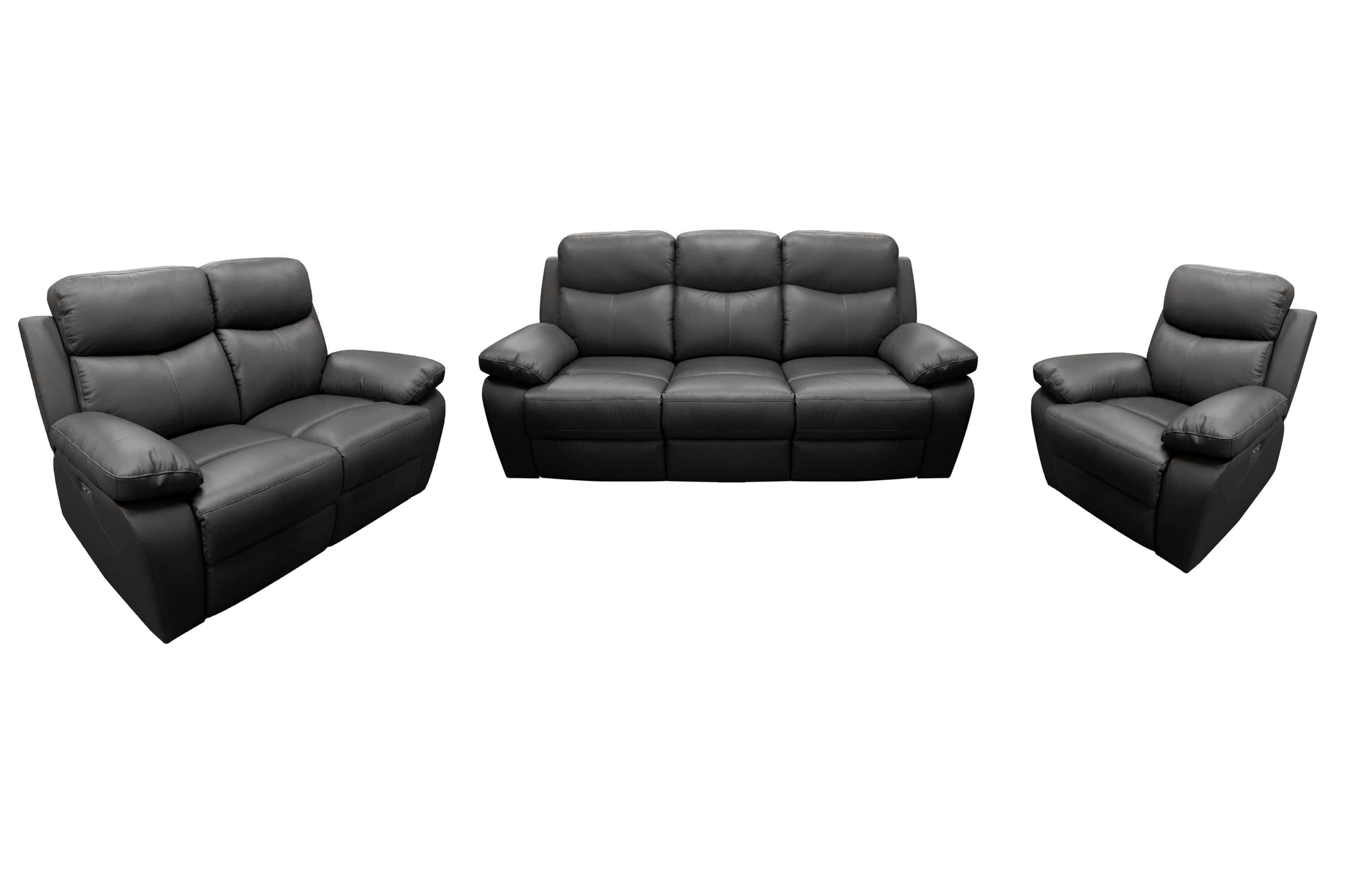 Levoluxe Sofa Set Brown Aveon 3 Piece Pillow Top Arm Reclining Sofa, Loveseat and Chair Set in Leather Match - Available in 3 Colours